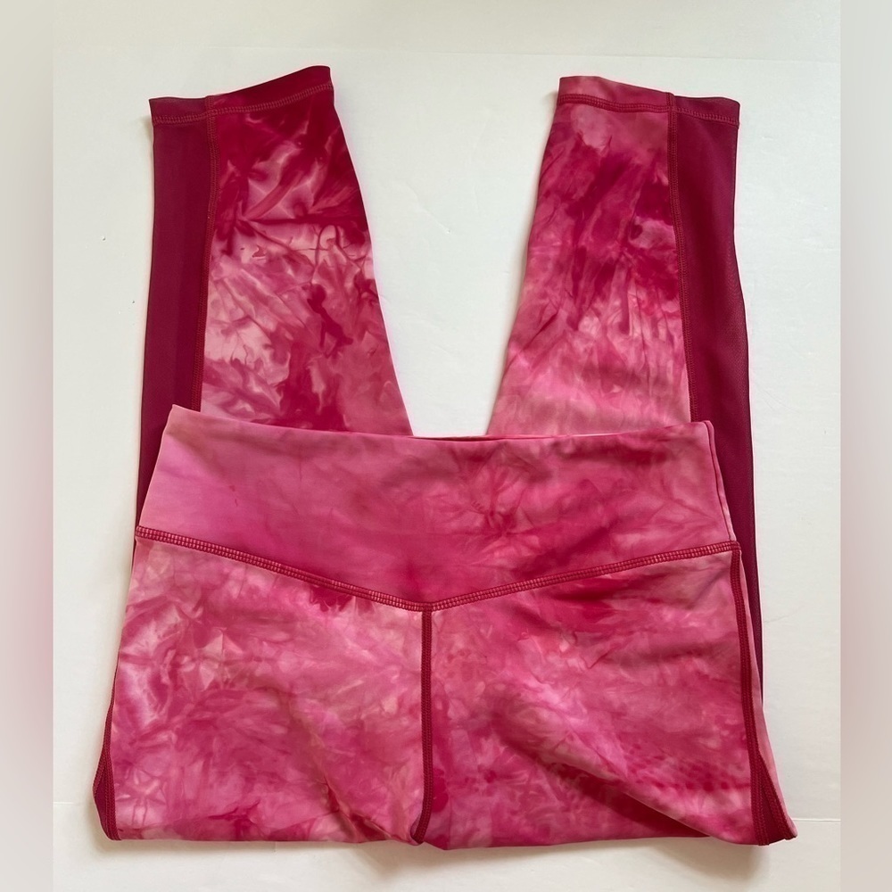 Zyia Active Pink Marble Tie Dye Hendrix Mesh Capri Leggings Size 8-10